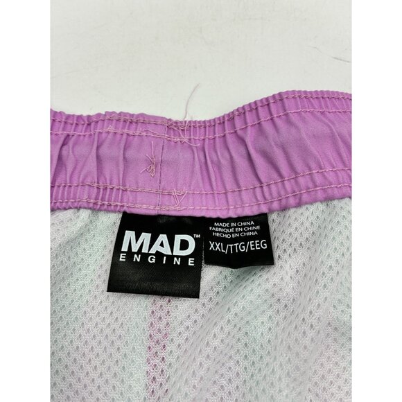 Mad Engine Mens Swim Trunks Size 2XL Pink Blue Stripe Summer Beachwear - Picture 2 of 6